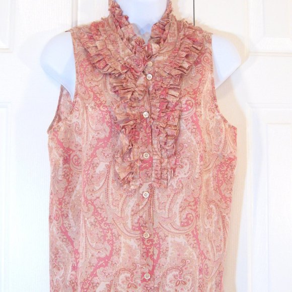 J. Crew | 'Pilar' Ruffle Collar Paisley Printed Cami Blouse Top - Picture 3 of 10